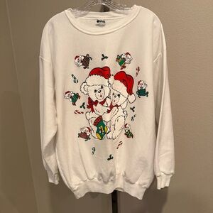 Vintage Apples made in the USA white holiday sweatshirt size large